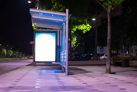 Bus station with empty banner.の写真素材