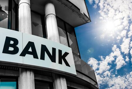 Bank sign on a building.の写真素材