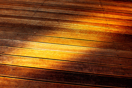 Wooden paving with brown battens texture.の写真素材