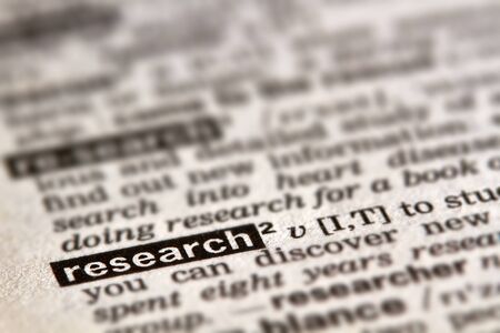 Research Word Definition Text in Dictionary Pageの写真素材