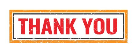 THANK YOU red orange rectangle stamp.の写真素材