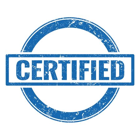 CERTIFIED blue grungy stamp.の写真素材
