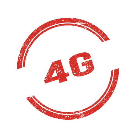 4G text written on red grungy vintage round stamp.