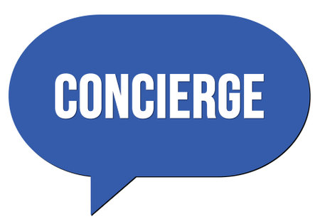 CONCIERGE text written in a blue speech bubble stampの写真素材