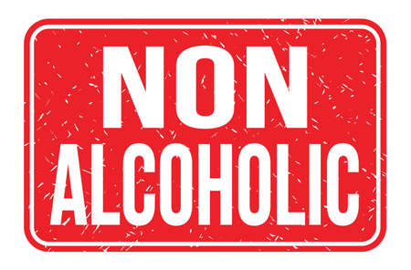 NON ALCOHOLIC, words written on red rectangle stamp signの写真素材