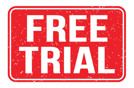 FREE TRIAL, words written on red rectangle stamp signの写真素材