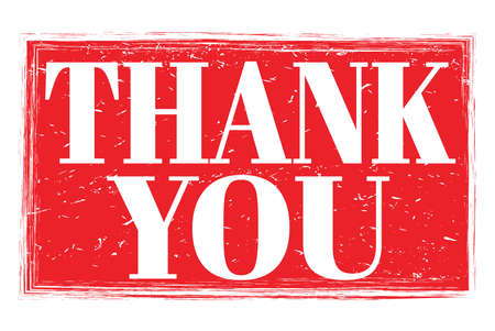 THANK YOU, words written on red grungy stamp signの写真素材