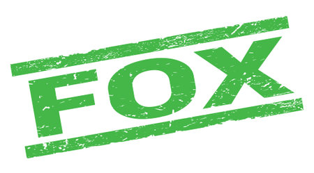 FOX text written on green rectangle stamp sign.の写真素材