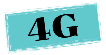 4G text written on blue-black rectangle stamp sign.の写真素材
