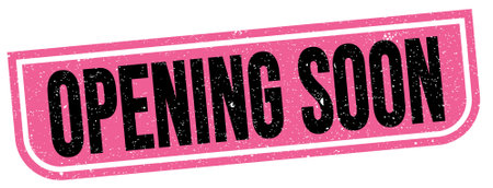 OPENING SOON text written on pink-black grungy stamp sign.の写真素材