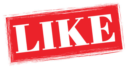 LIKE text written on red rectangle stamp sign.の写真素材