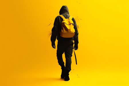 minimalist yellow backgroundの写真素材