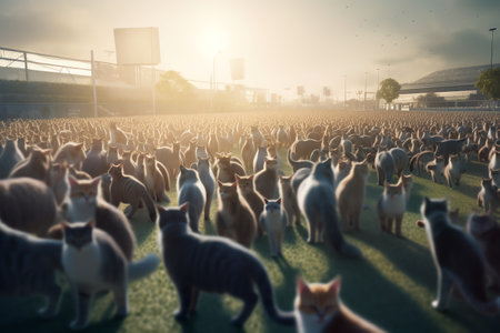 Kangaroos in the park at sunset. Cat farm.の素材
