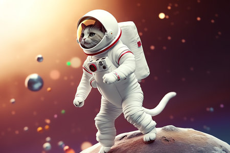 Flying cat illustrationの素材