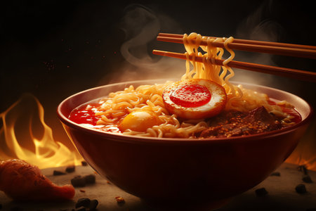 photo illustration of spicy noodles ramenの素材