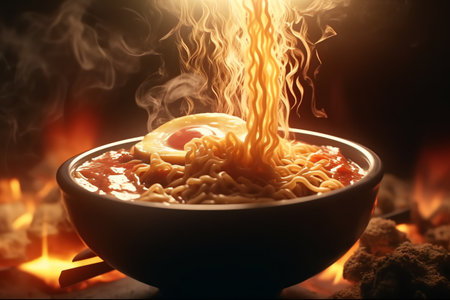 photo of spicy noodles ramenの素材