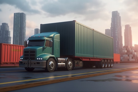 photo illustration of container truckの素材