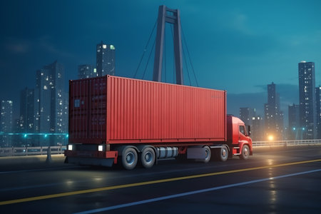 photo illustration of container truckの素材
