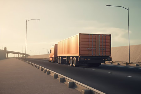 photo illustration of container truckの素材