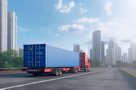 photo illustration of container truckの素材