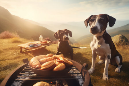 camping with dogsの素材