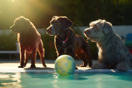 dogs playing ballの素材