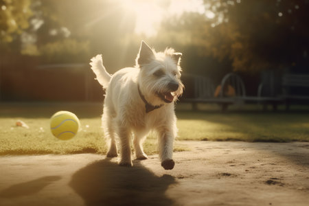 photo of dog playing ballの素材