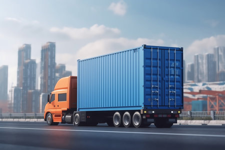 photo illustration of container truckの素材