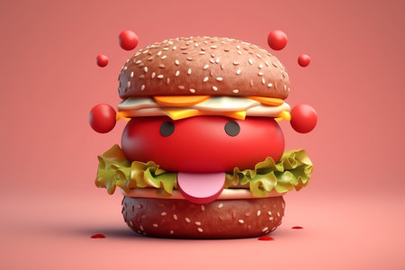 cute burger character 3d illustrationの素材
