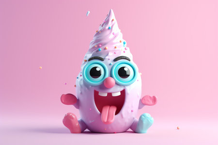 cute ice cream character 3d illustrationの素材