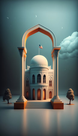 photo a miniature scene of white house with america flagの素材