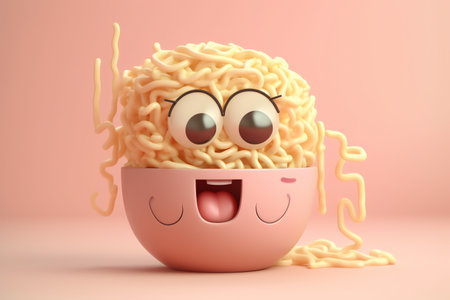cute noodle character 3d illustrationの素材