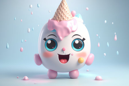 cute ice cream character 3d illustrationの素材