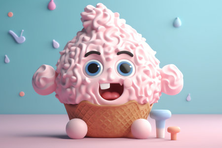 cute ice cream character 3d illustrationの素材