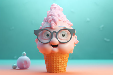 cute ice cream character 3d illustrationの素材