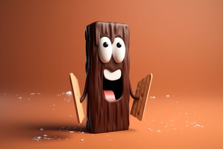 cute chocolate ice cream character 3d illustrationの素材