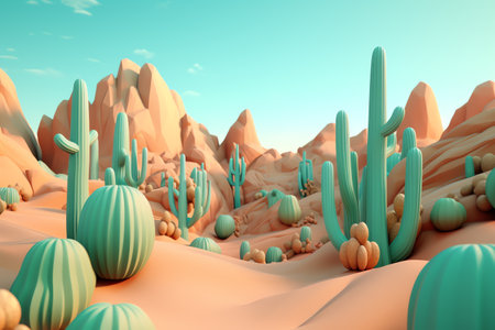 cactus in desert illustration design backgroundの素材
