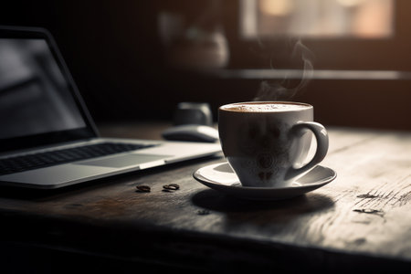 cup of coffee and coffee beans dynamic backgroundの素材