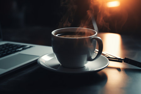 cup of coffee and coffee beans dynamic backgroundの素材