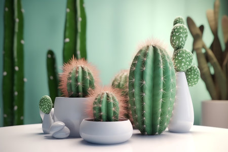 cactus in home illustration design backgroundの素材