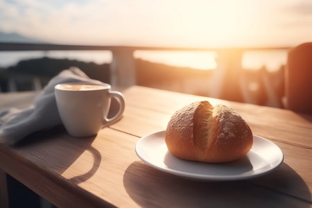 cup of coffee and bread dynamic backgroundの素材