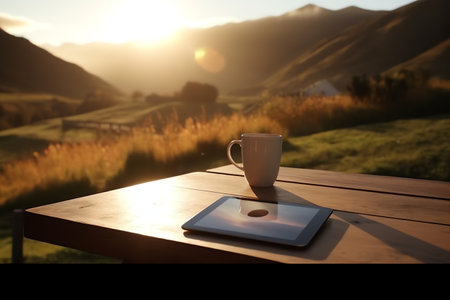 cup of coffee and bread dynamic backgroundの素材