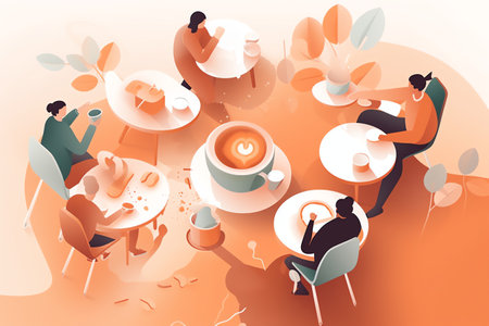 coffee talk background, meeting, wallpaper, illustration, coffee timeの素材