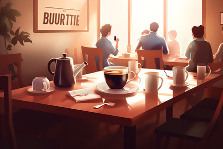 coffee talk background, meeting, wallpaper, illustration, coffee timeの素材