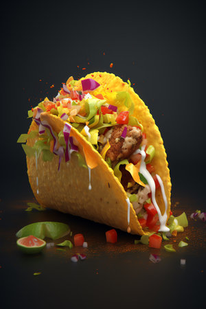 photo of tacos with vegetable and meatの素材