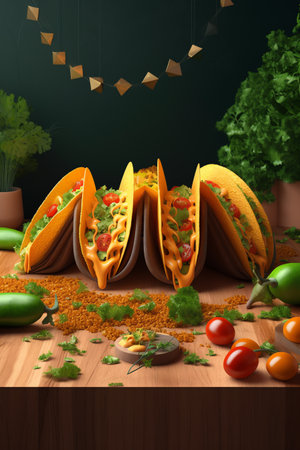 photo of tacos with vegetable and meatの素材