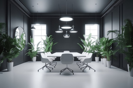 Photo interior of meeting room with plantsの素材