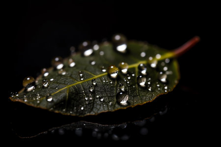 Photo a green leaf with water droplets on itの素材