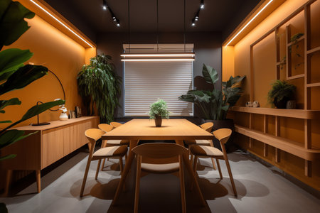 Photo interior of meeting room with plantsの素材