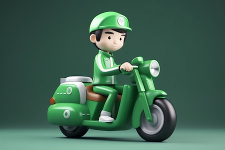 Photo delivery man on scooter with boxes delivery serviceの素材